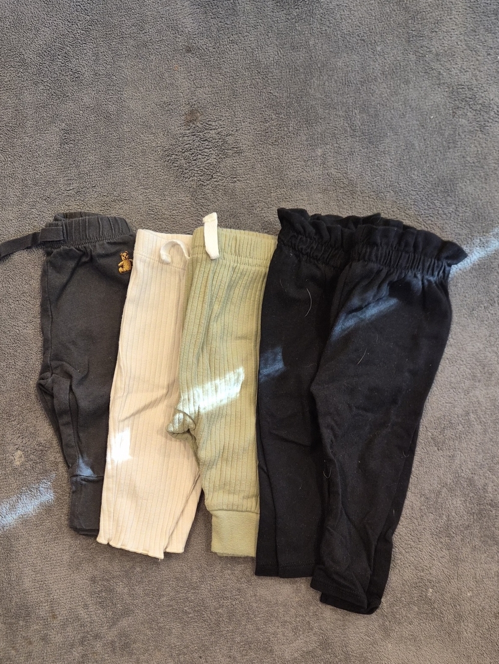 Kids Ribbed Jogger Pants - Black, Cream, Olive (Unbranded)